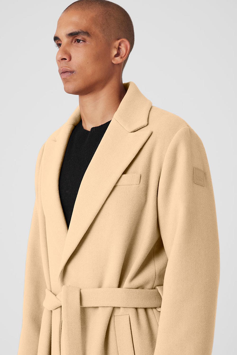 Camel Men Alo Yoga Wool Gameday Overcoat | Australia  96843-SBJD