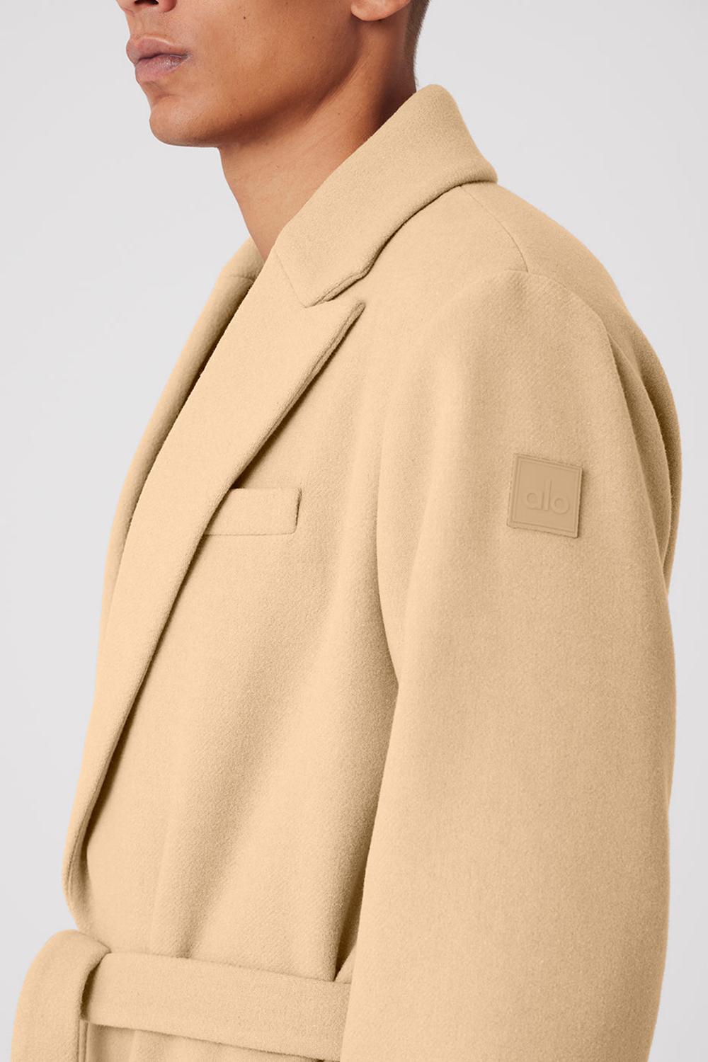 Camel Men Alo Yoga Wool Gameday Overcoat | Australia  96843-SBJD