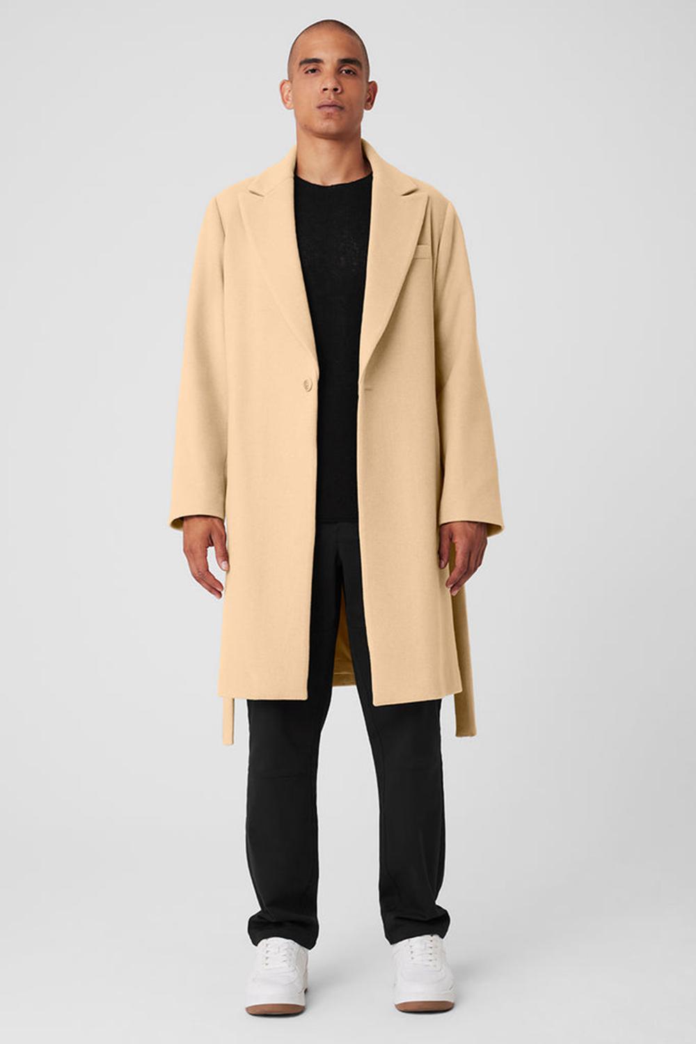 Camel Men Alo Yoga Wool Gameday Overcoat | Australia  96843-SBJD