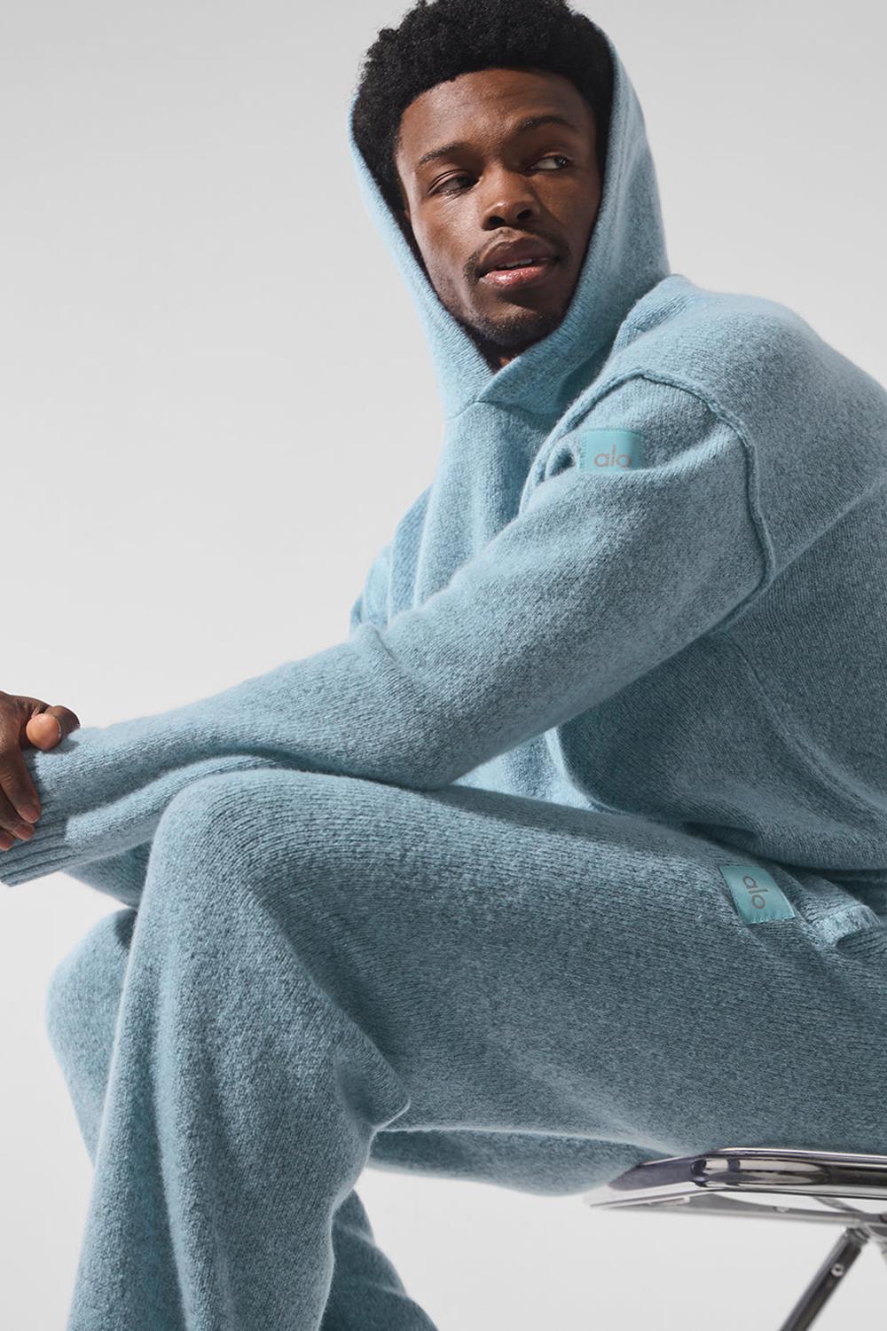 Celestial Blue Granite Heather Men Alo Yoga New Class Cashmere Hoodie | Australia  73891-GSXT