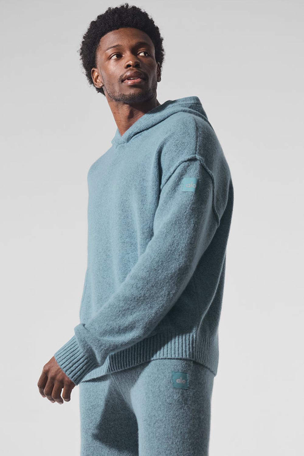 Celestial Blue Granite Heather Men Alo Yoga New Class Cashmere Hoodie | Australia  73891-GSXT