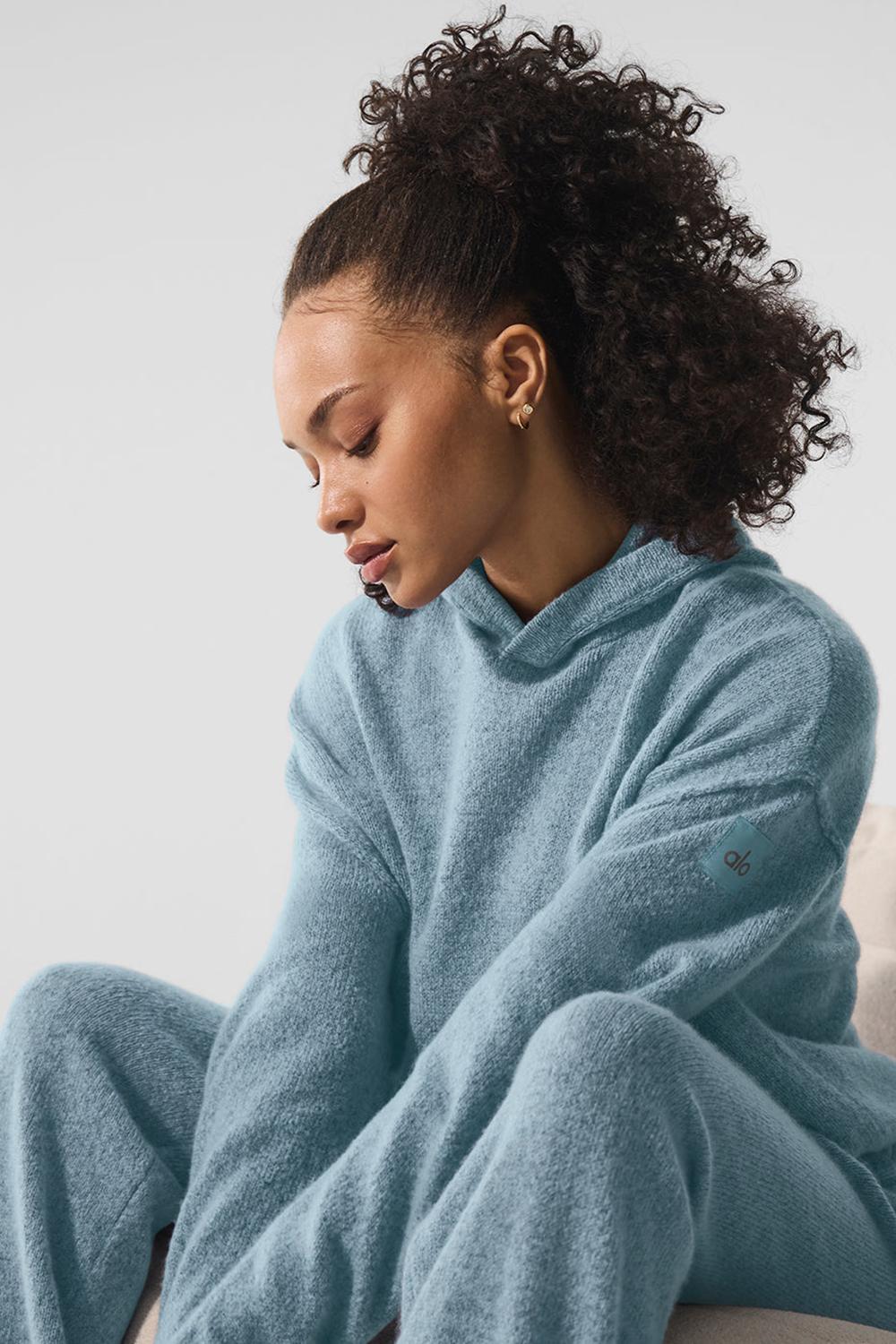 Celestial Blue Granite Heather Women Alo Yoga New Class Cashmere Hoodie | Australia  48927-FWGE