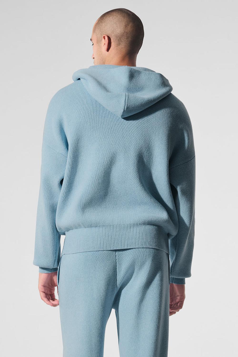 Celestial Blue Heather Men Alo Yoga Scholar Hooded Sweater | Australia  43162-IWQA