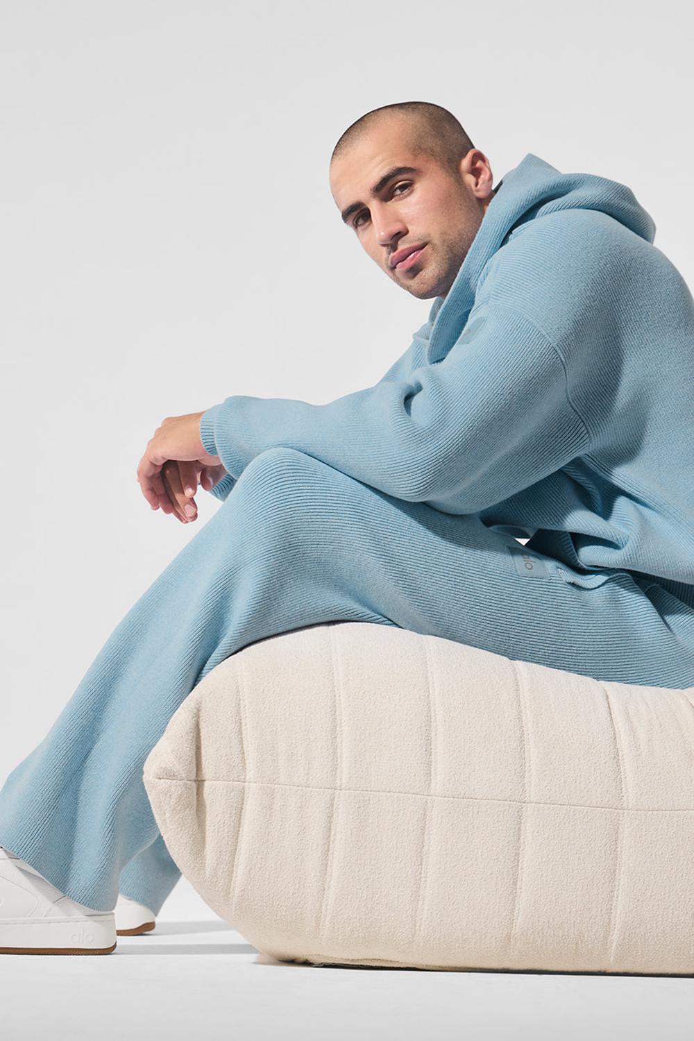 Celestial Blue Heather Men Alo Yoga Scholar Hooded Sweater | Australia  43162-IWQA