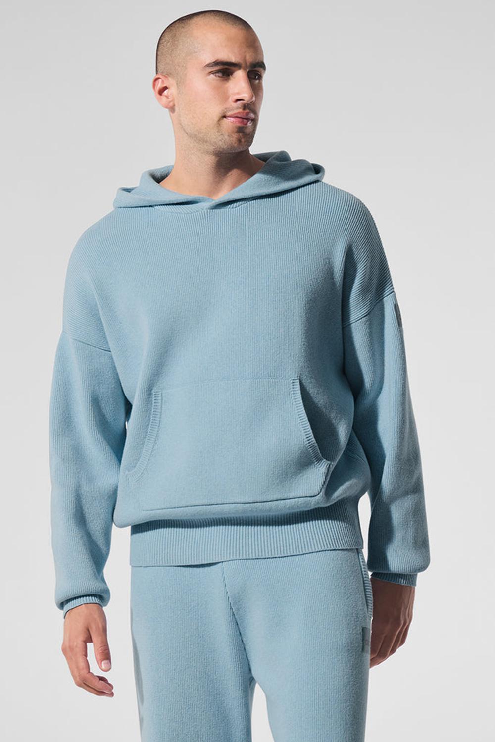 Celestial Blue Heather Men Alo Yoga Scholar Hooded Sweater | Australia  43162-IWQA