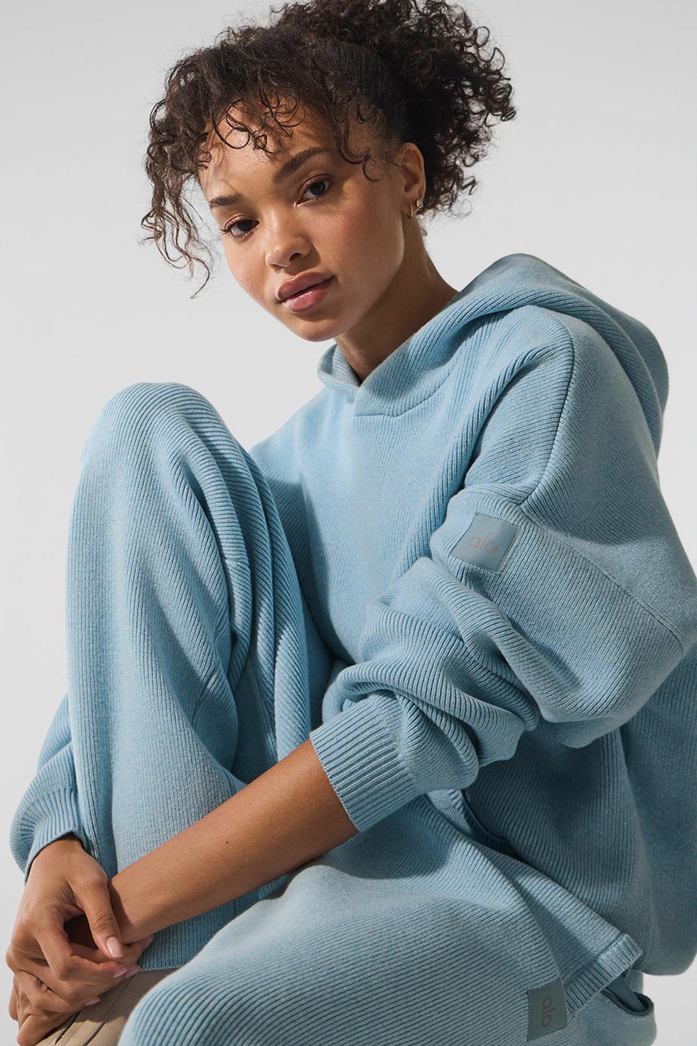 Celestial Blue Heather Women Alo Yoga Scholar Hooded Sweater | Australia  35472-SHBO