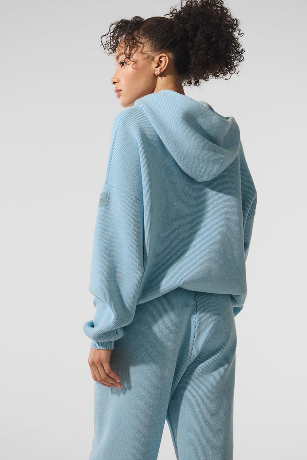 Celestial Blue Heather Women Alo Yoga Scholar Hooded Sweater | Australia  35472-SHBO