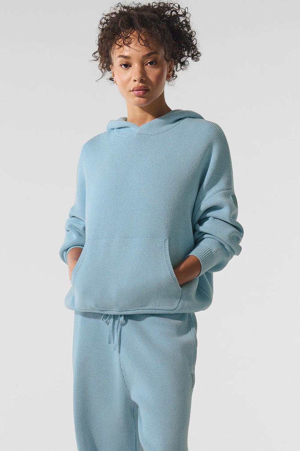 Celestial Blue Heather Women Alo Yoga Scholar Hooded Sweater | Australia  35472-SHBO