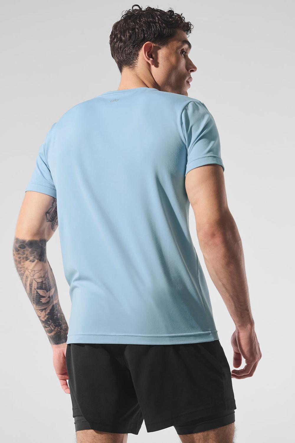 Celestial Blue Men Alo Yoga Conquer Reform Crewneck Short Sleeve | Australia  39586-YLPG