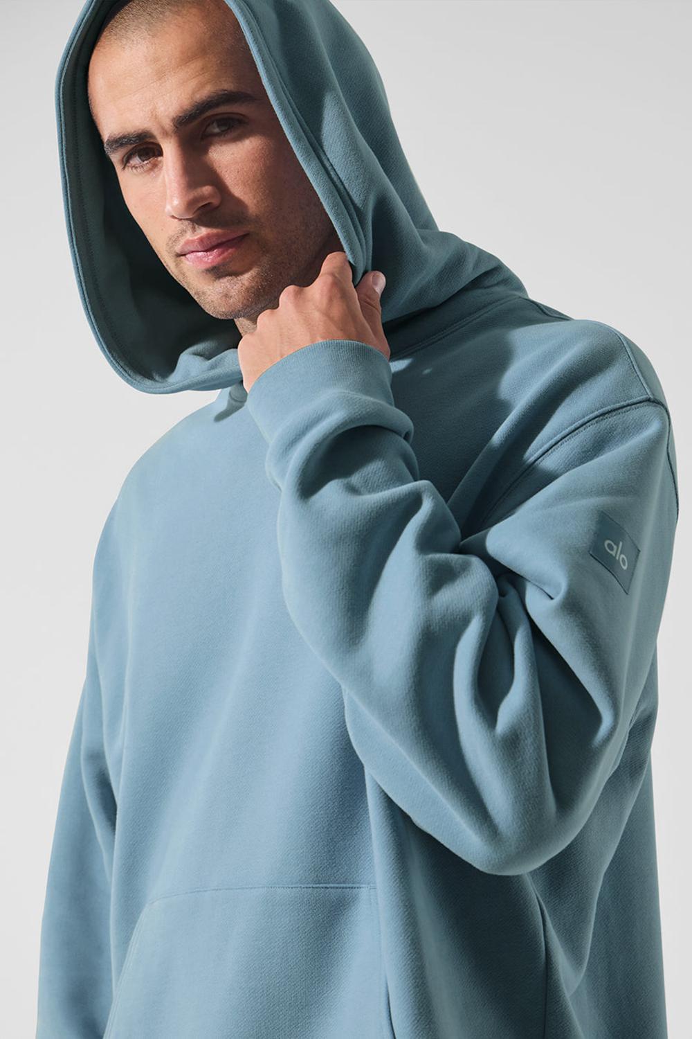 Celestial Blue Men Alo Yoga Renown Heavy Weight Hoodie | Australia  36081-FDBI