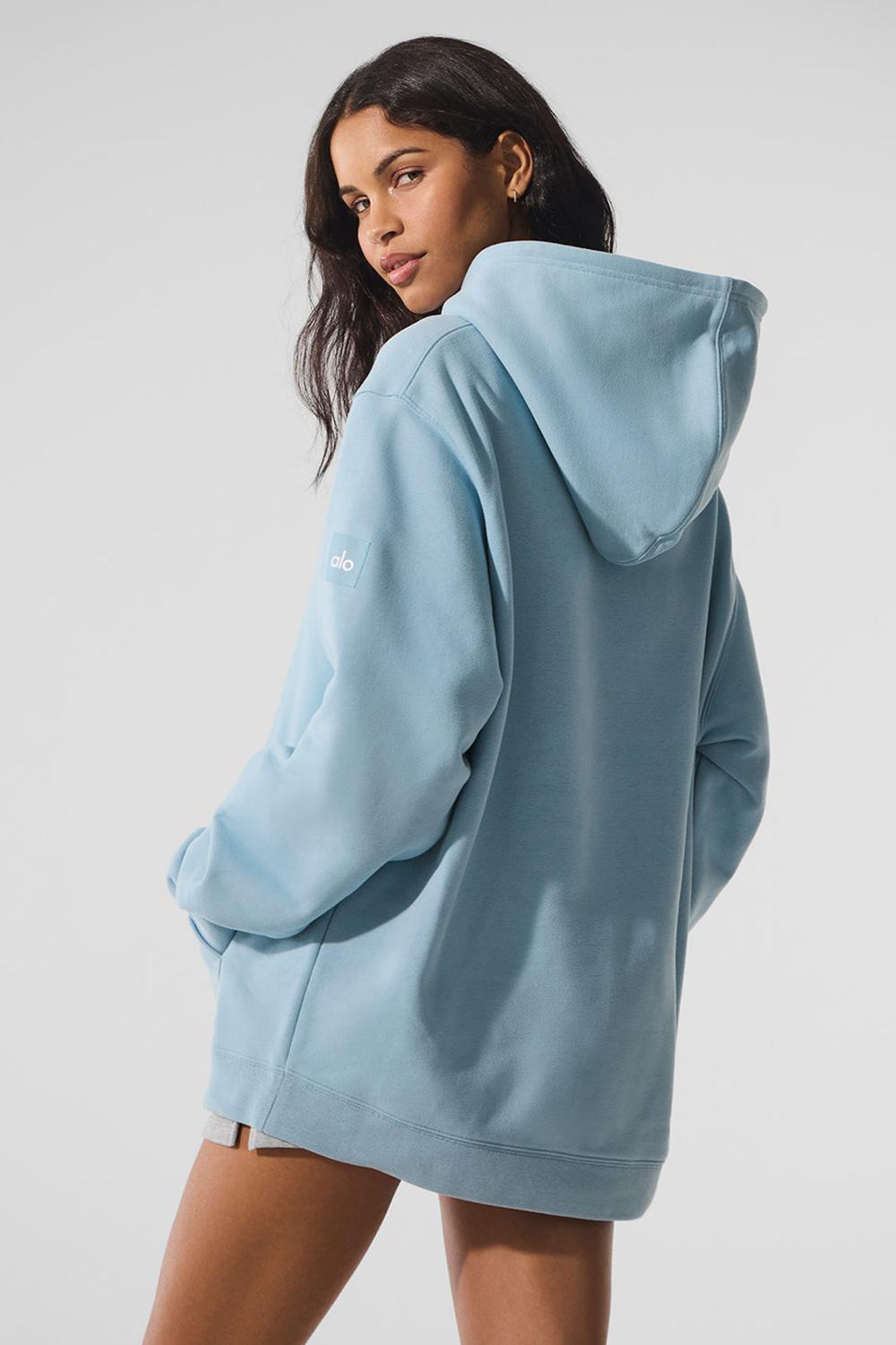 Celestial Blue Women Alo Yoga Renown Heavy Weight Hoodie | Australia  96284-ZQUO