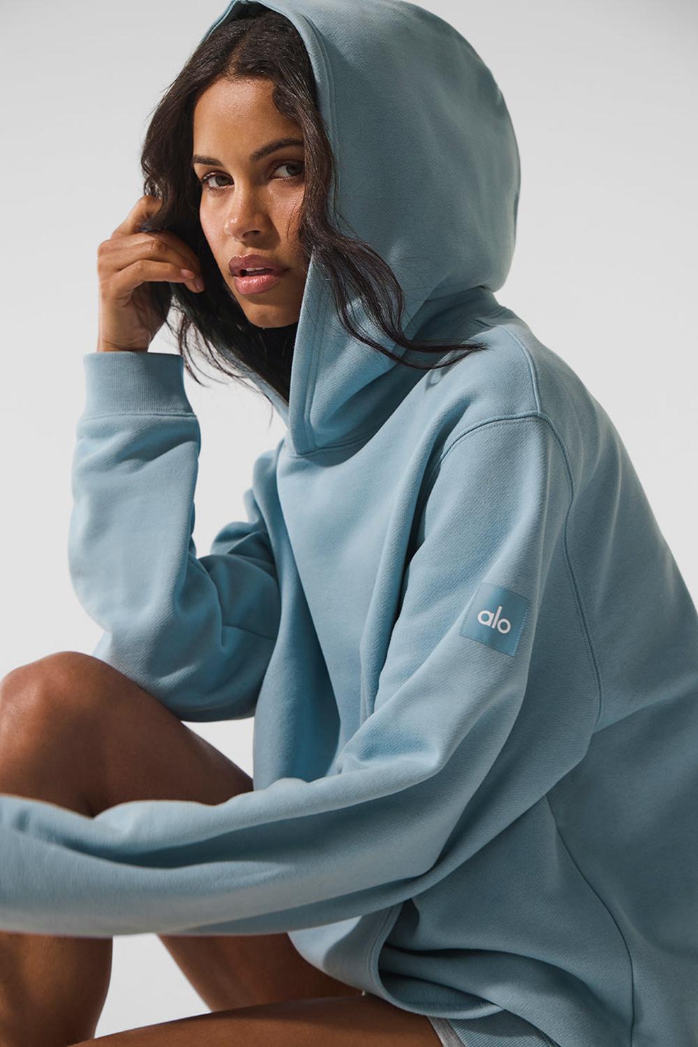 Celestial Blue Women Alo Yoga Renown Heavy Weight Hoodie | Australia  96284-ZQUO