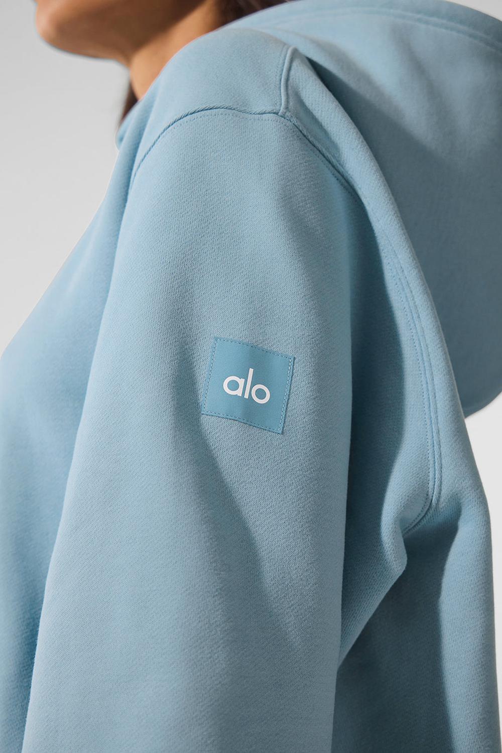 Celestial Blue Women Alo Yoga Renown Heavy Weight Hoodie | Australia  96284-ZQUO