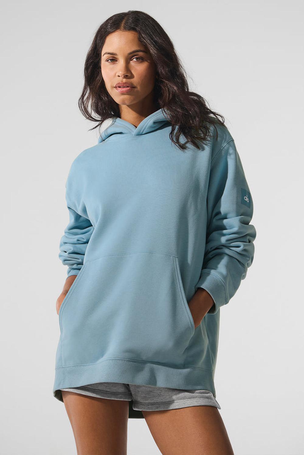 Celestial Blue Women Alo Yoga Renown Heavy Weight Hoodie | Australia  96284-ZQUO