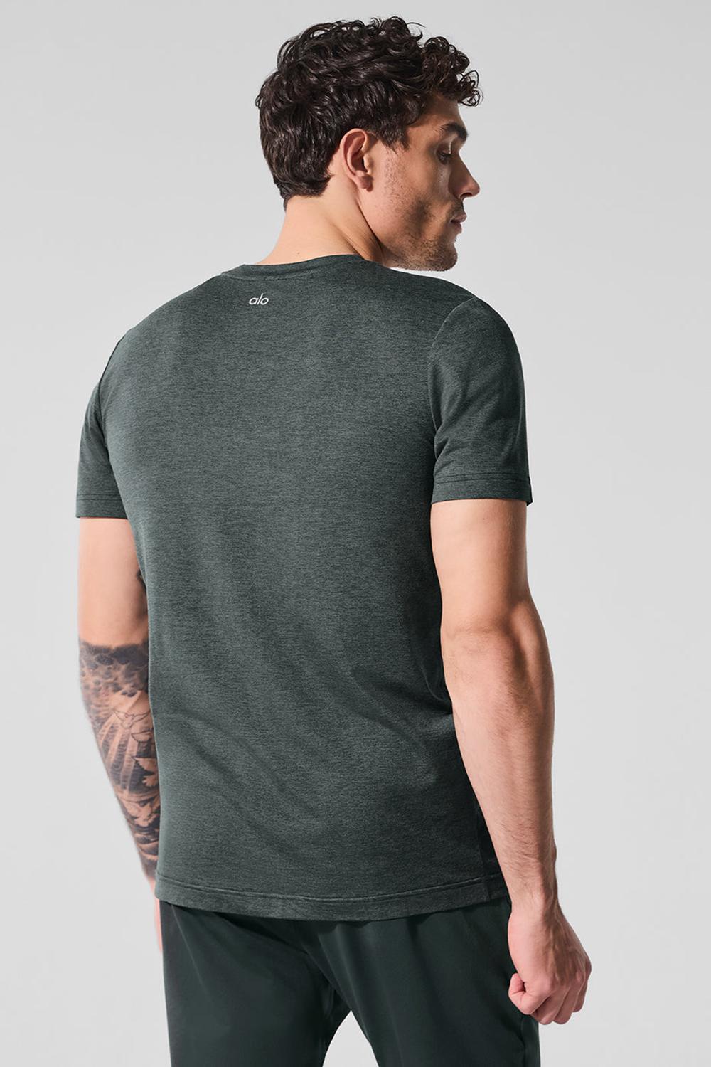 Charcoal Green Heather Men Alo Yoga Conquer Reform Crewneck Short Sleeve | Australia  42371-IXVQ