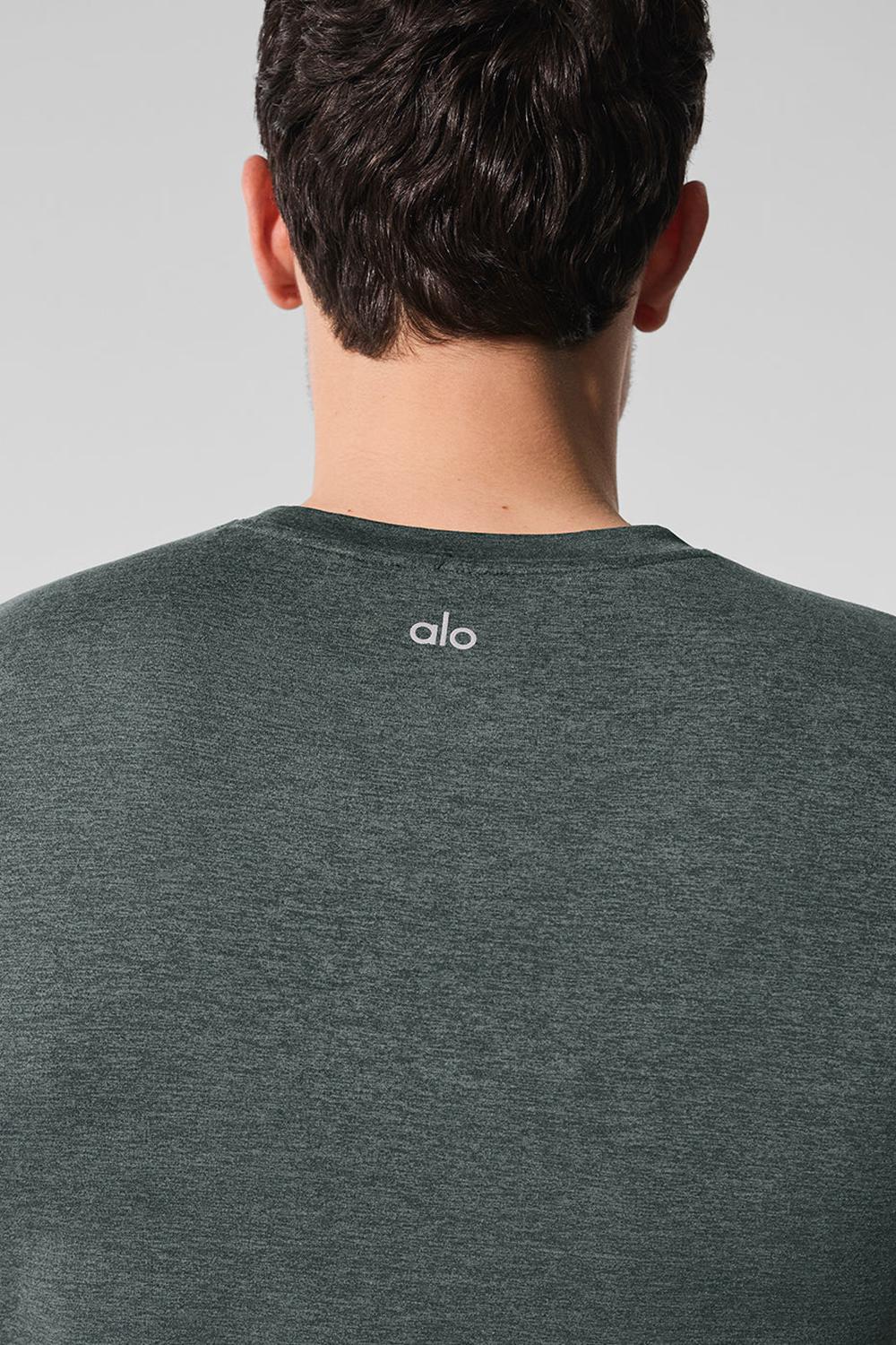 Charcoal Green Heather Men Alo Yoga Conquer Reform Crewneck Short Sleeve | Australia  42371-IXVQ