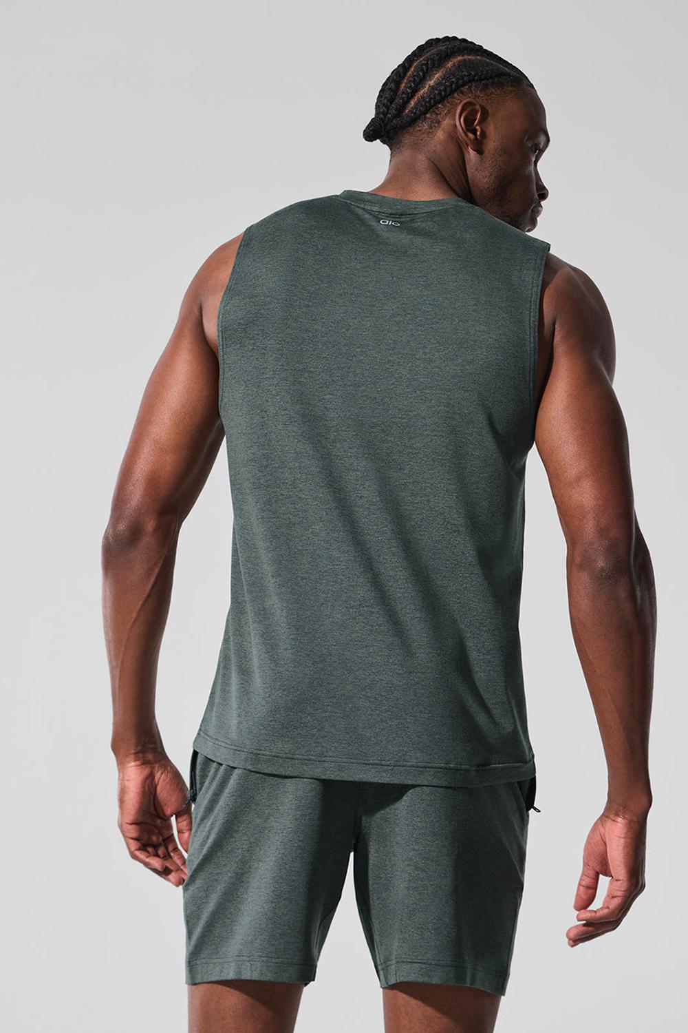 Charcoal Green Heather Men Alo Yoga Conquer Muscle Tank | Australia  10379-XYJH