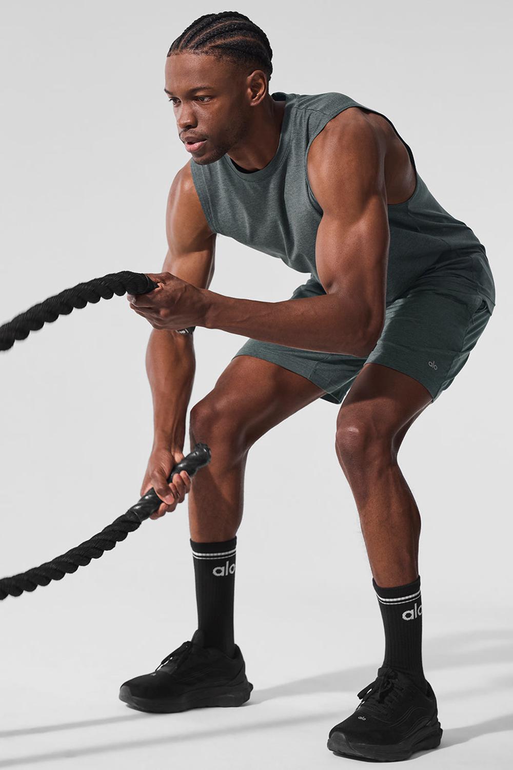 Charcoal Green Heather Men Alo Yoga Conquer Muscle Tank | Australia  10379-XYJH