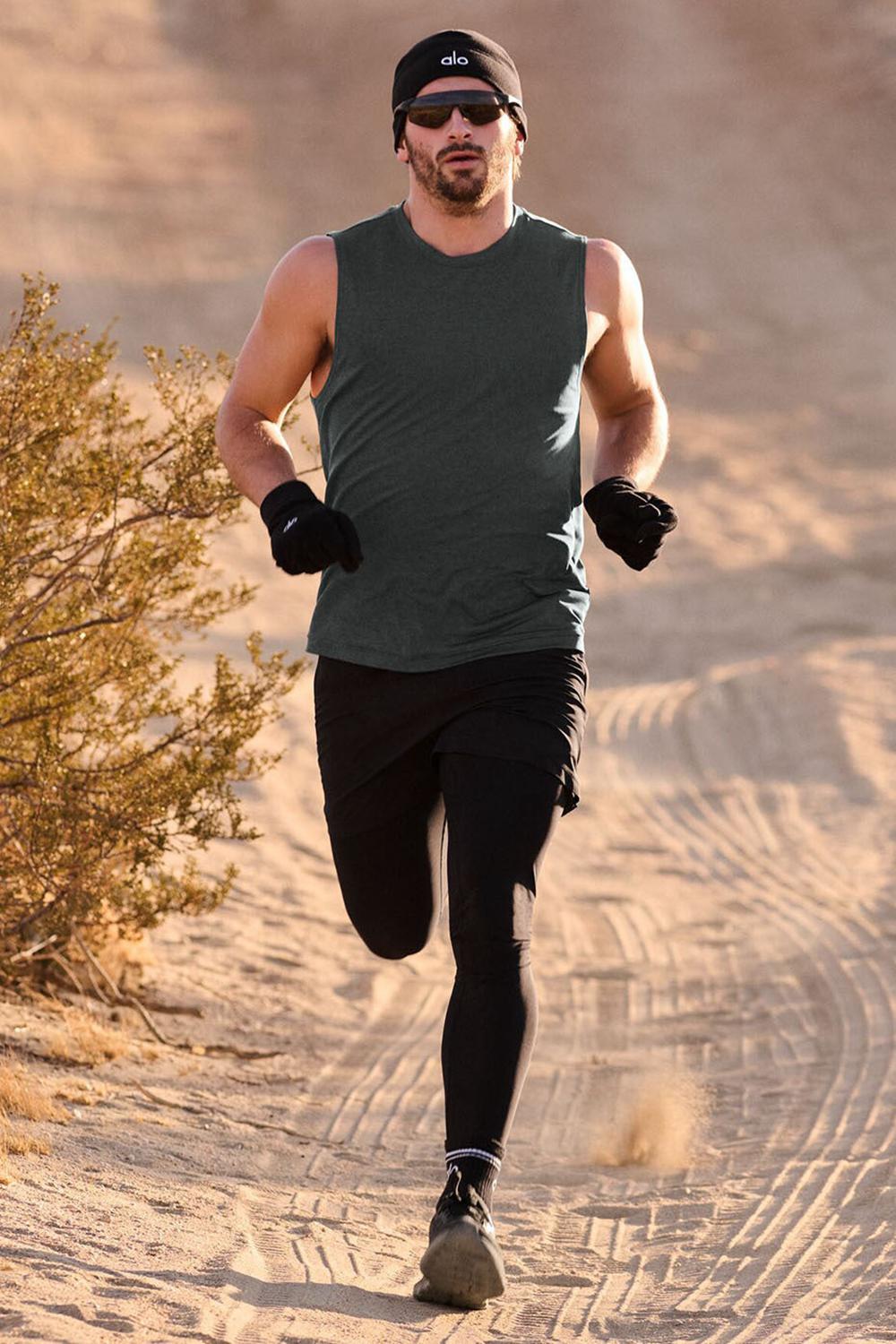 Charcoal Green Heather Men Alo Yoga Conquer Muscle Tank | Australia  10379-XYJH