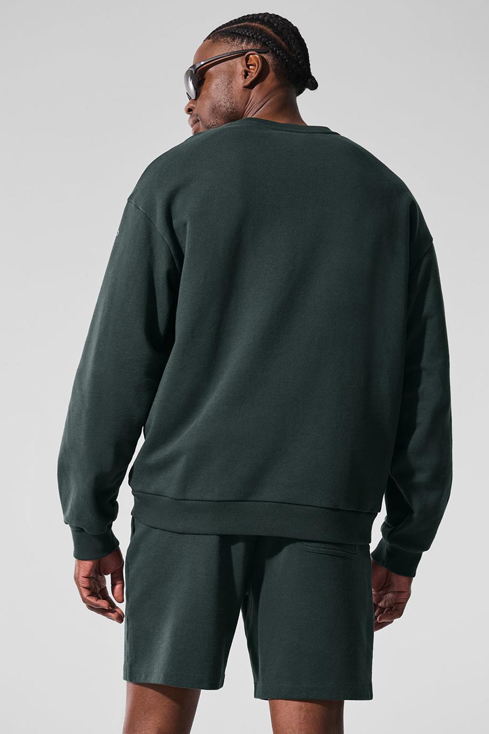 Charcoal Green Men Alo Yoga Chill Crew Neck Pullover | Australia  74562-PZIQ