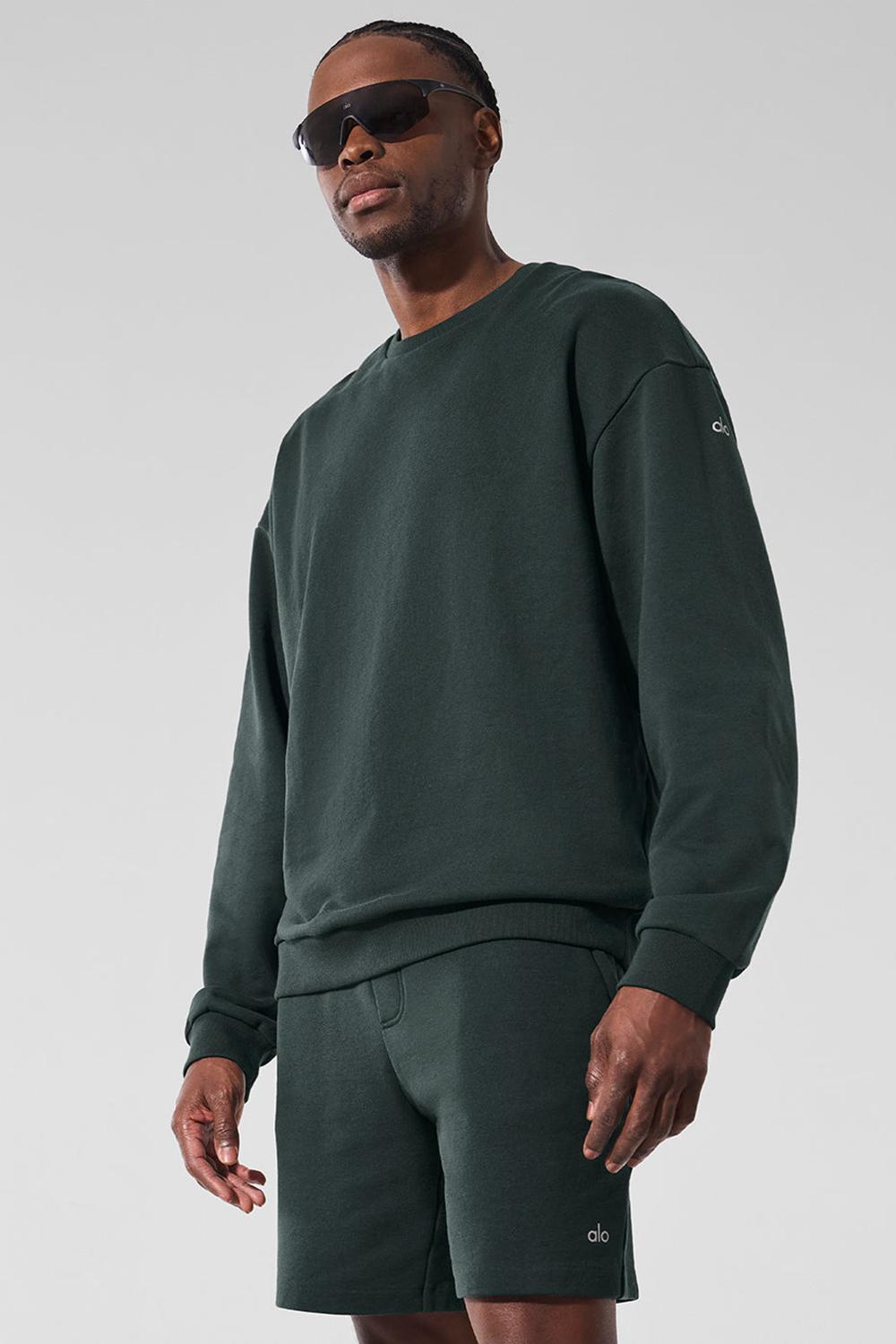 Charcoal Green Men Alo Yoga Chill Crew Neck Pullover | Australia  74562-PZIQ