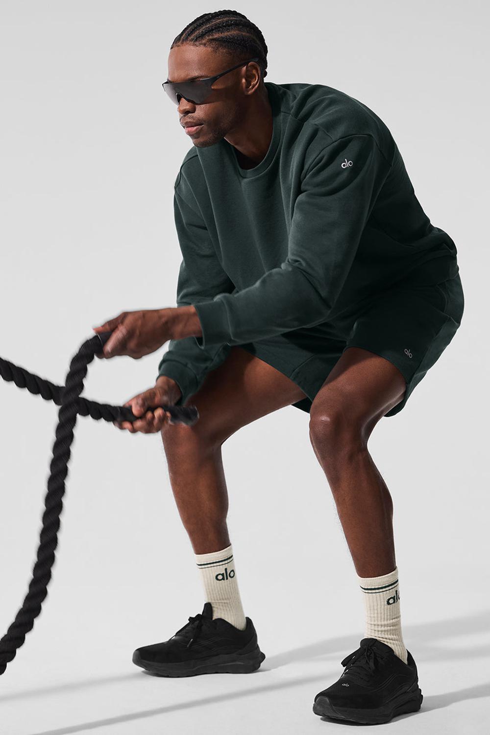 Charcoal Green Men Alo Yoga Chill Crew Neck Pullover | Australia  74562-PZIQ