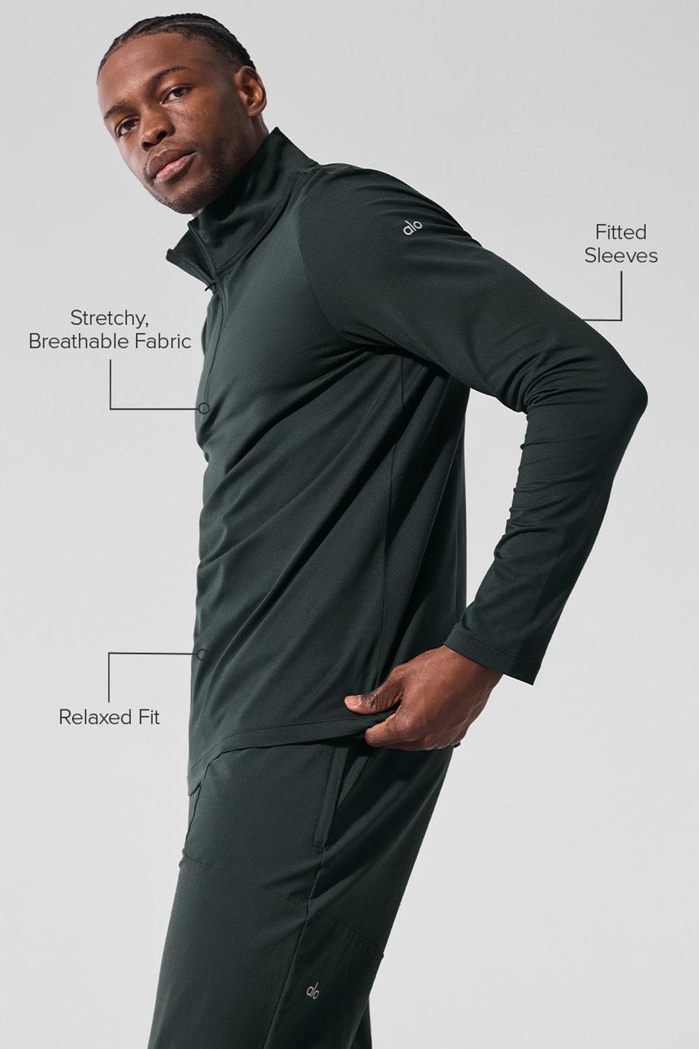 Charcoal Green Men Alo Yoga Conquer 1/4 Zip Reform Long Sleeve | Australia  17983-HYEN