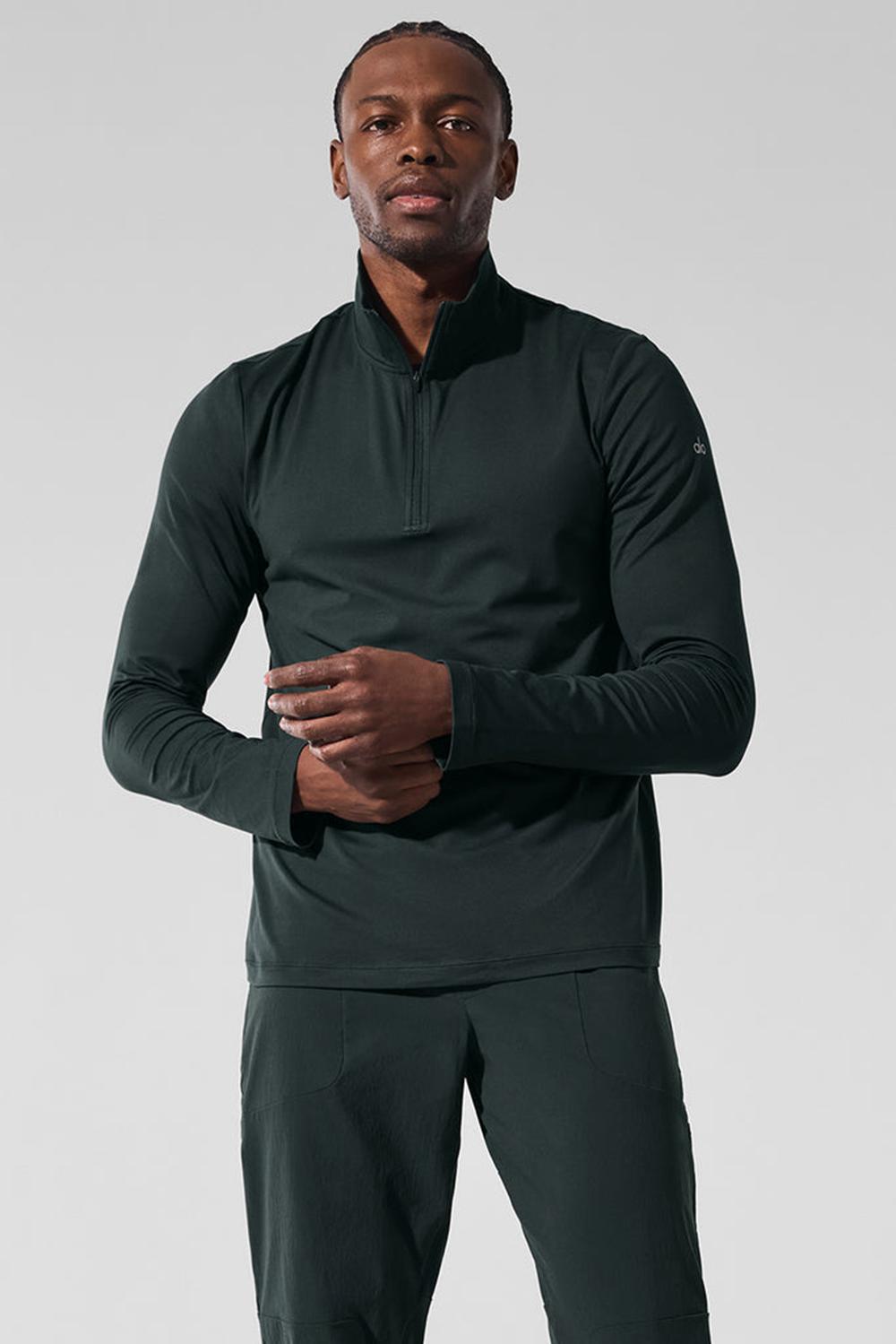 Charcoal Green Men Alo Yoga Conquer 1/4 Zip Reform Long Sleeve | Australia  17983-HYEN