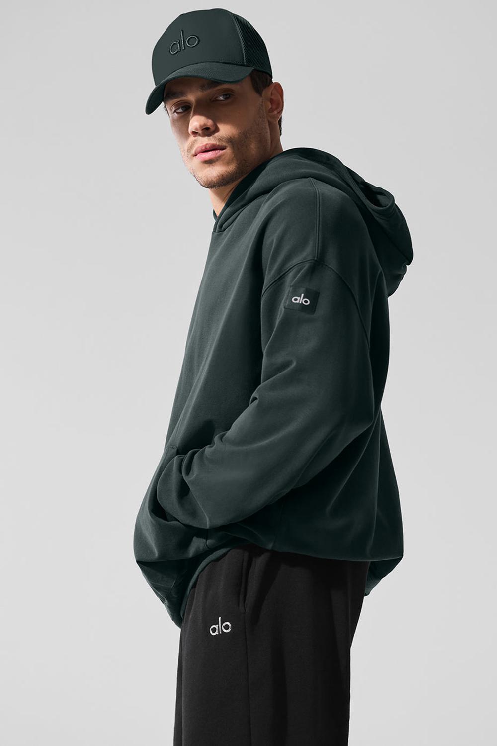 Charcoal Green Men Alo Yoga Double Take Hoodie | Australia  40825-ZBJI