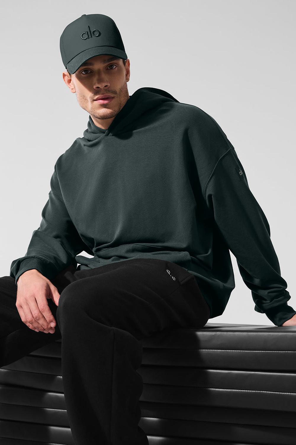 Charcoal Green Men Alo Yoga Double Take Hoodie | Australia  40825-ZBJI