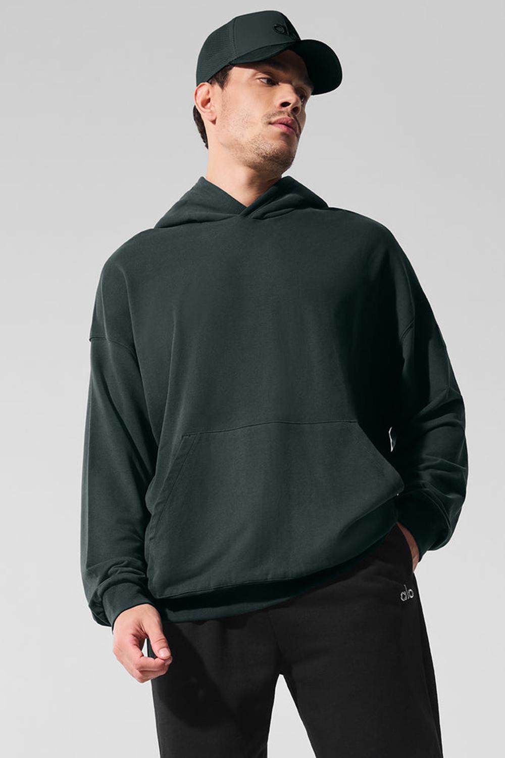 Charcoal Green Men Alo Yoga Double Take Hoodie | Australia  40825-ZBJI