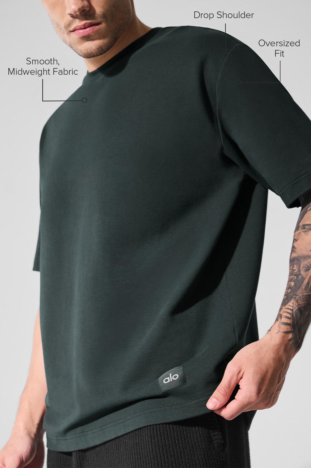 Charcoal Green Men Alo Yoga Double Take Short Sleeve | Australia  28640-TGIO
