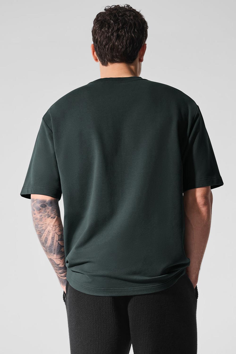 Charcoal Green Men Alo Yoga Double Take Short Sleeve | Australia  28640-TGIO