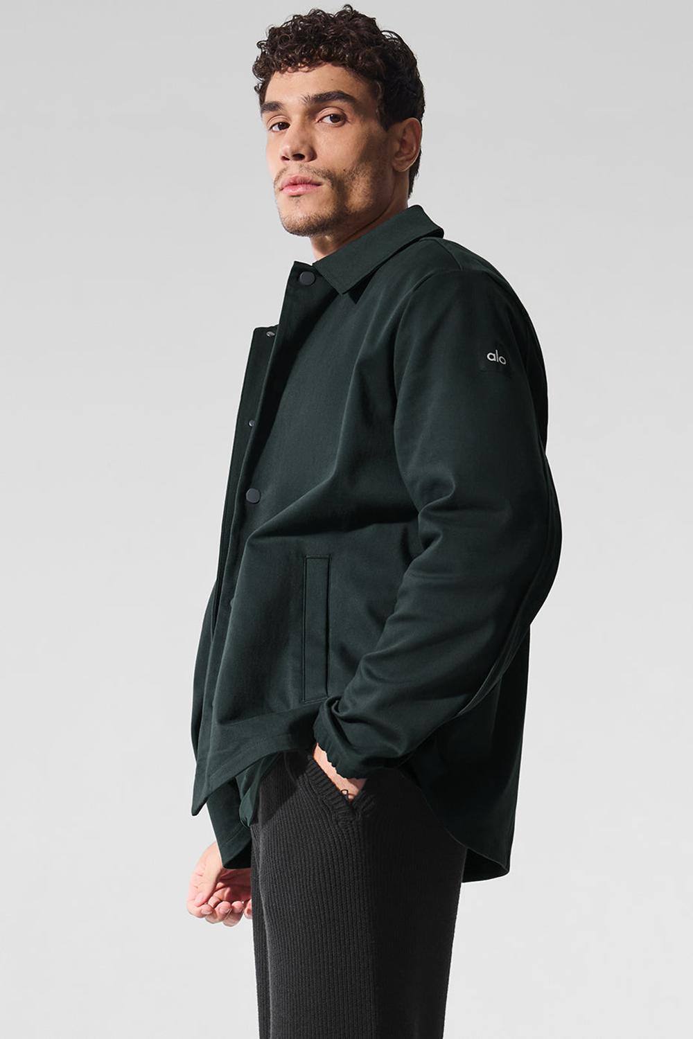 Charcoal Green Men Alo Yoga Edition Sueded Jacket | Australia  73209-JRPG