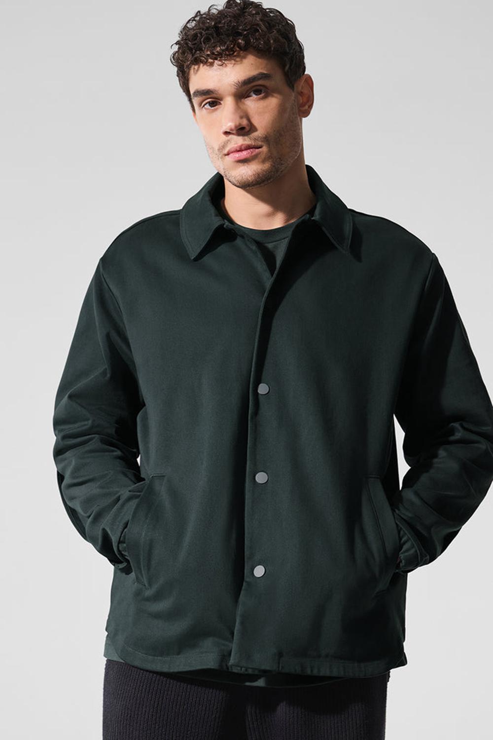 Charcoal Green Men Alo Yoga Edition Sueded Jacket | Australia  73209-JRPG