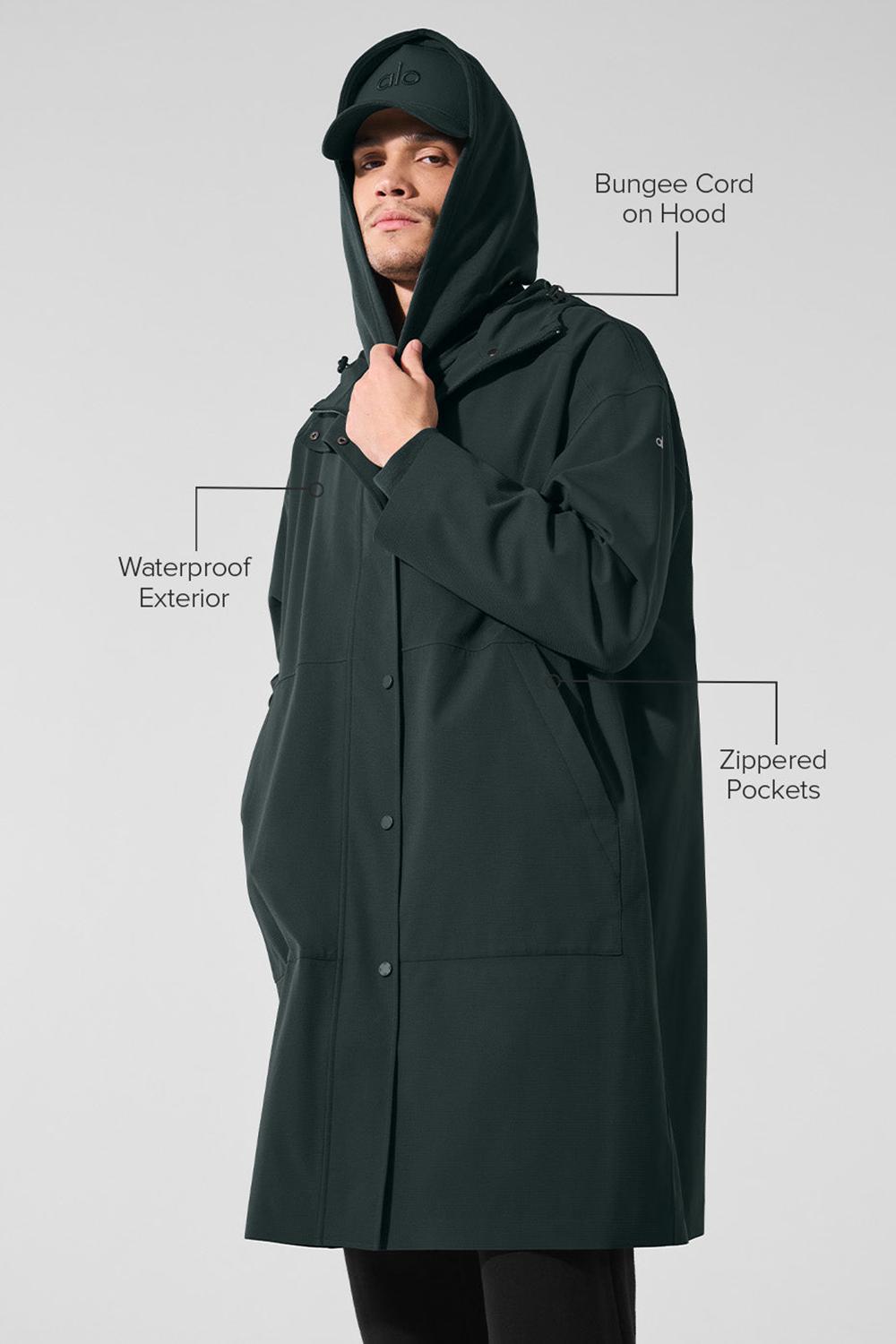 Charcoal Green Men Alo Yoga Rain Or Shine Long Coat | Australia  07918-VPZJ