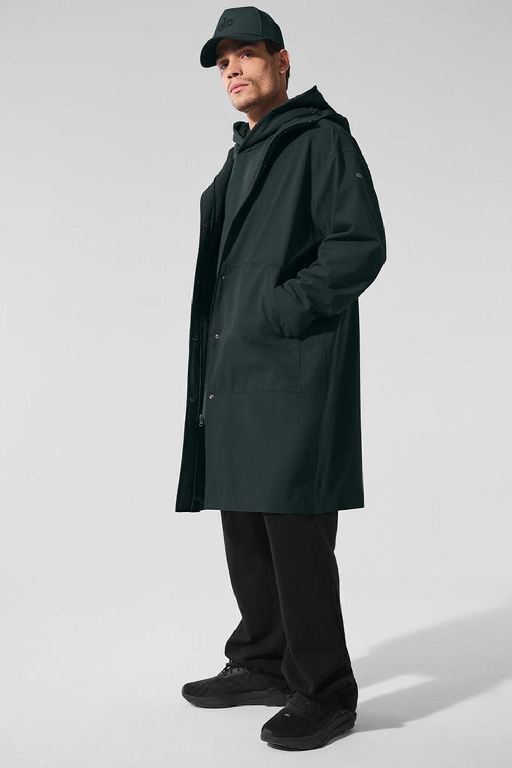 Charcoal Green Men Alo Yoga Rain Or Shine Long Coat | Australia  07918-VPZJ