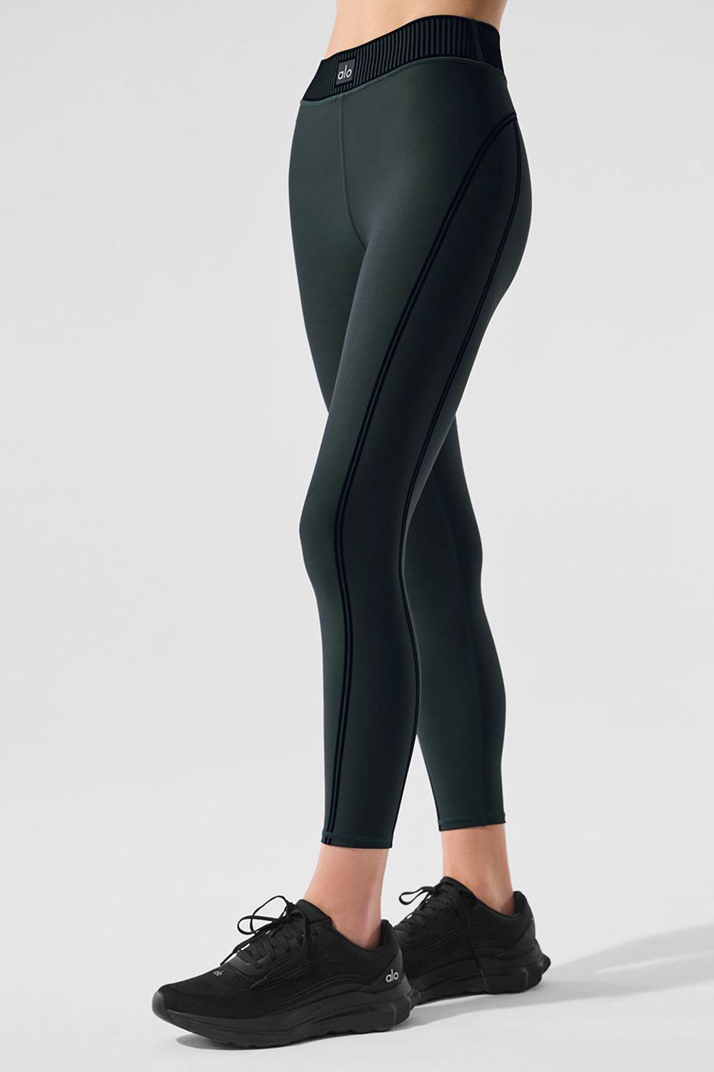 Charcoal Green Women Alo Yoga Airlift High-Waist 7/8 Line Up Legging | Australia  49016-GYDJ