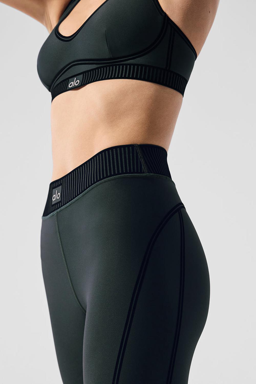 Charcoal Green Women Alo Yoga Airlift High-Waist 7/8 Line Up Legging | Australia  49016-GYDJ