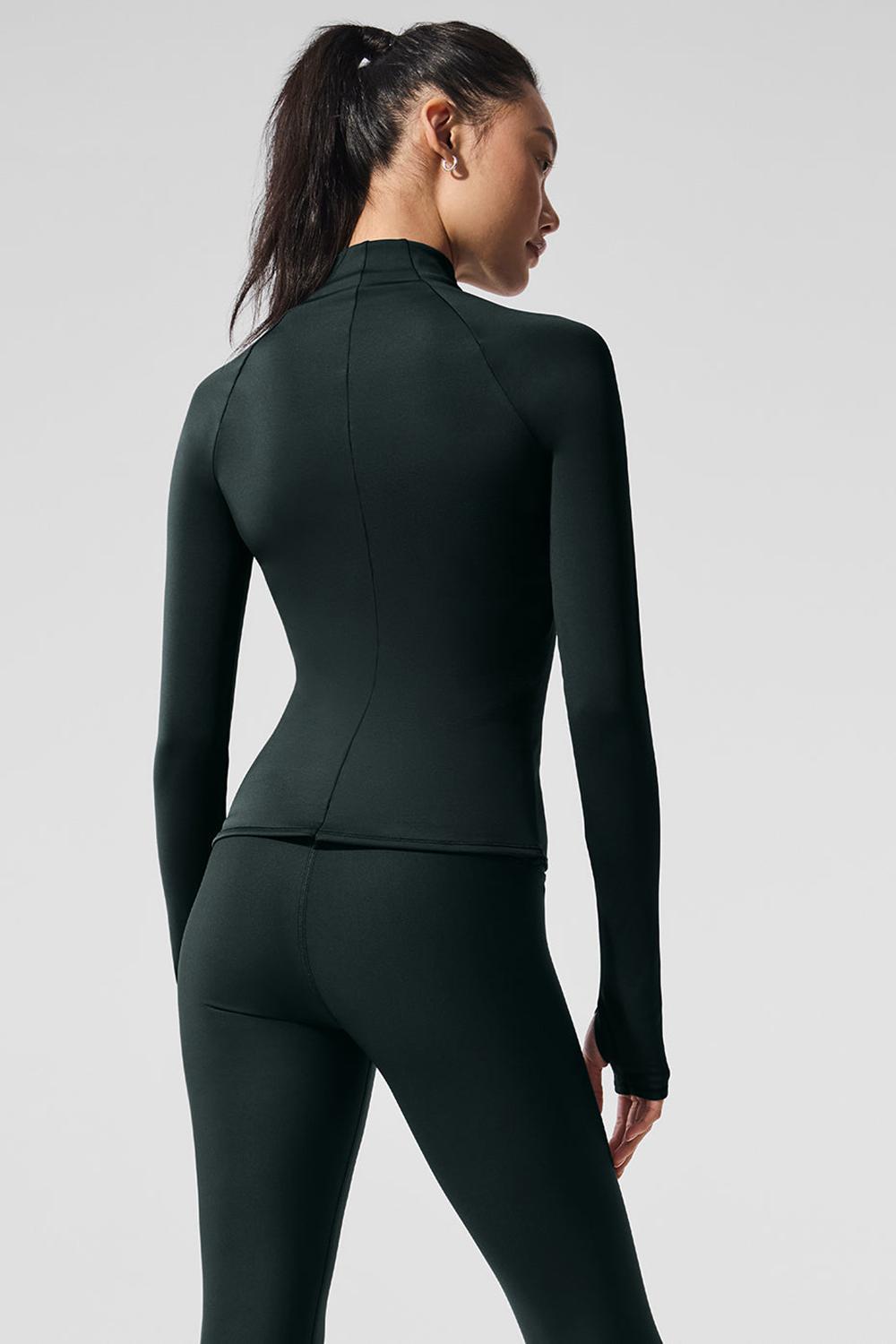 Charcoal Green Women Alo Yoga Airlift Winter Warm 1/4 Zip Long Sleeve | Australia  70531-QNUG