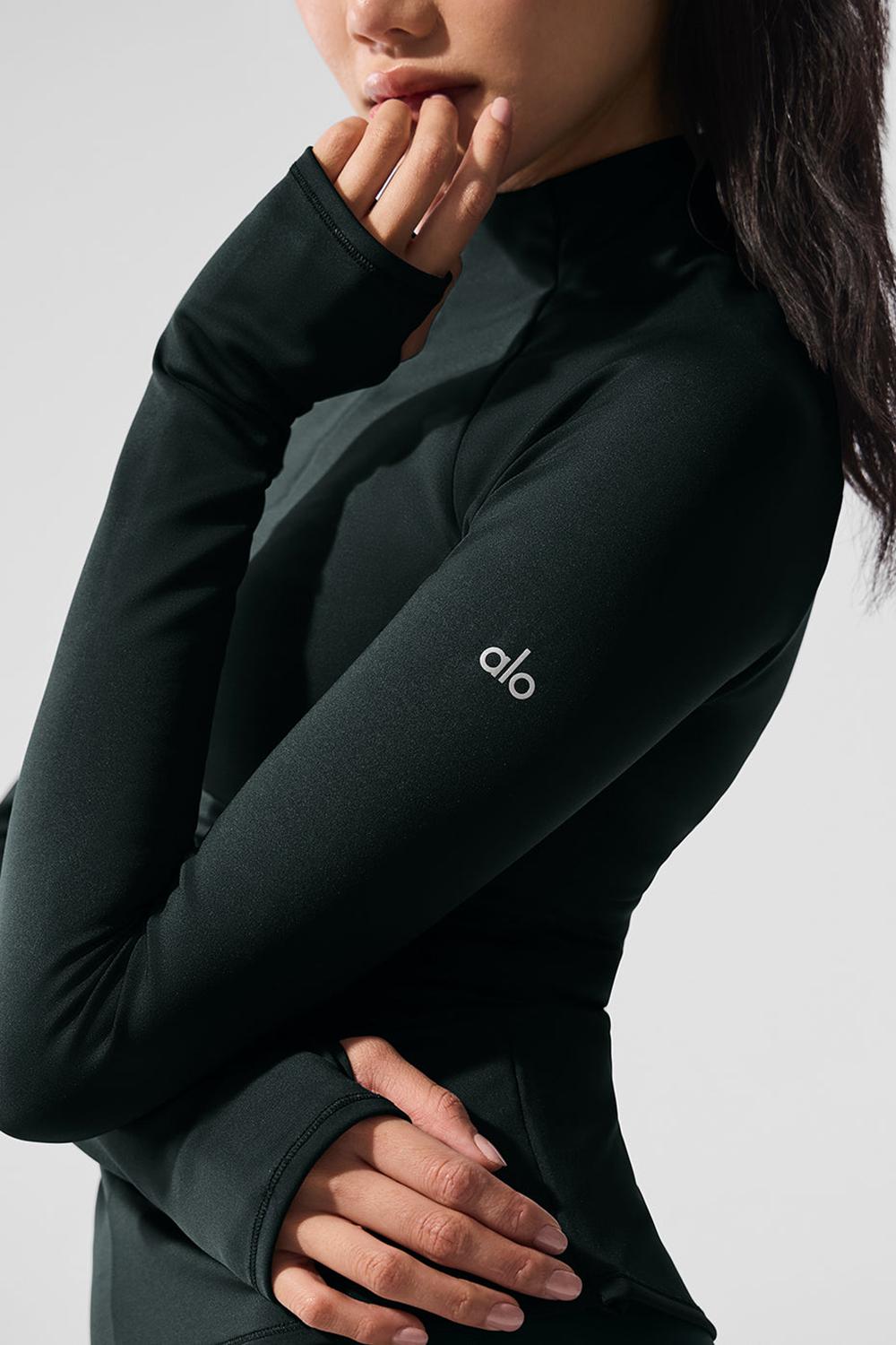 Charcoal Green Women Alo Yoga Airlift Winter Warm 1/4 Zip Long Sleeve | Australia  70531-QNUG