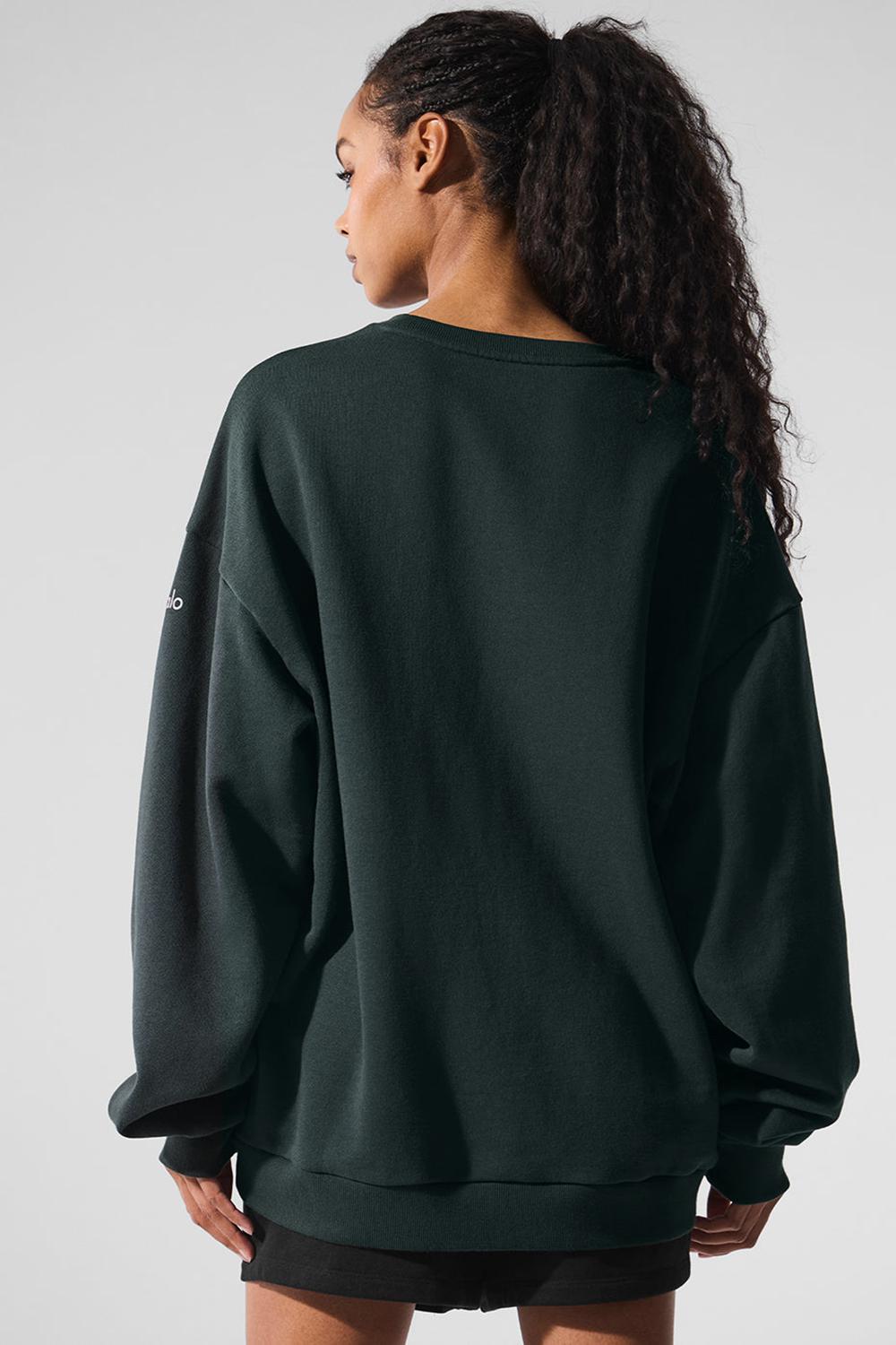Charcoal Green Women Alo Yoga Chill Crew Neck Pullover | Australia  57869-IOPW