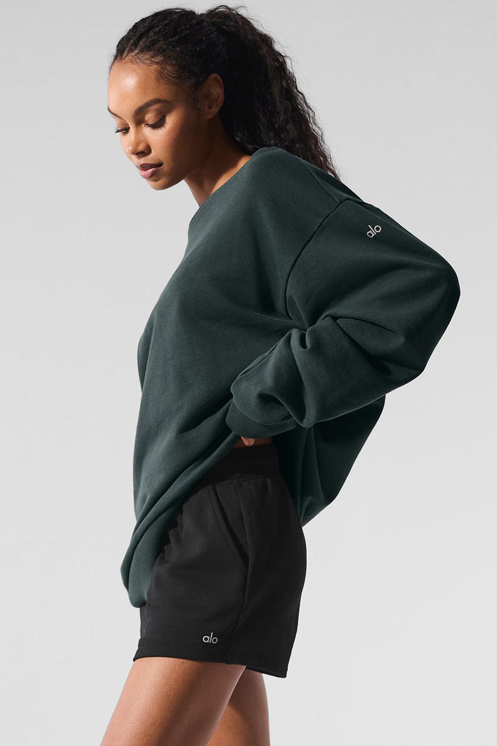 Charcoal Green Women Alo Yoga Chill Crew Neck Pullover | Australia  57869-IOPW