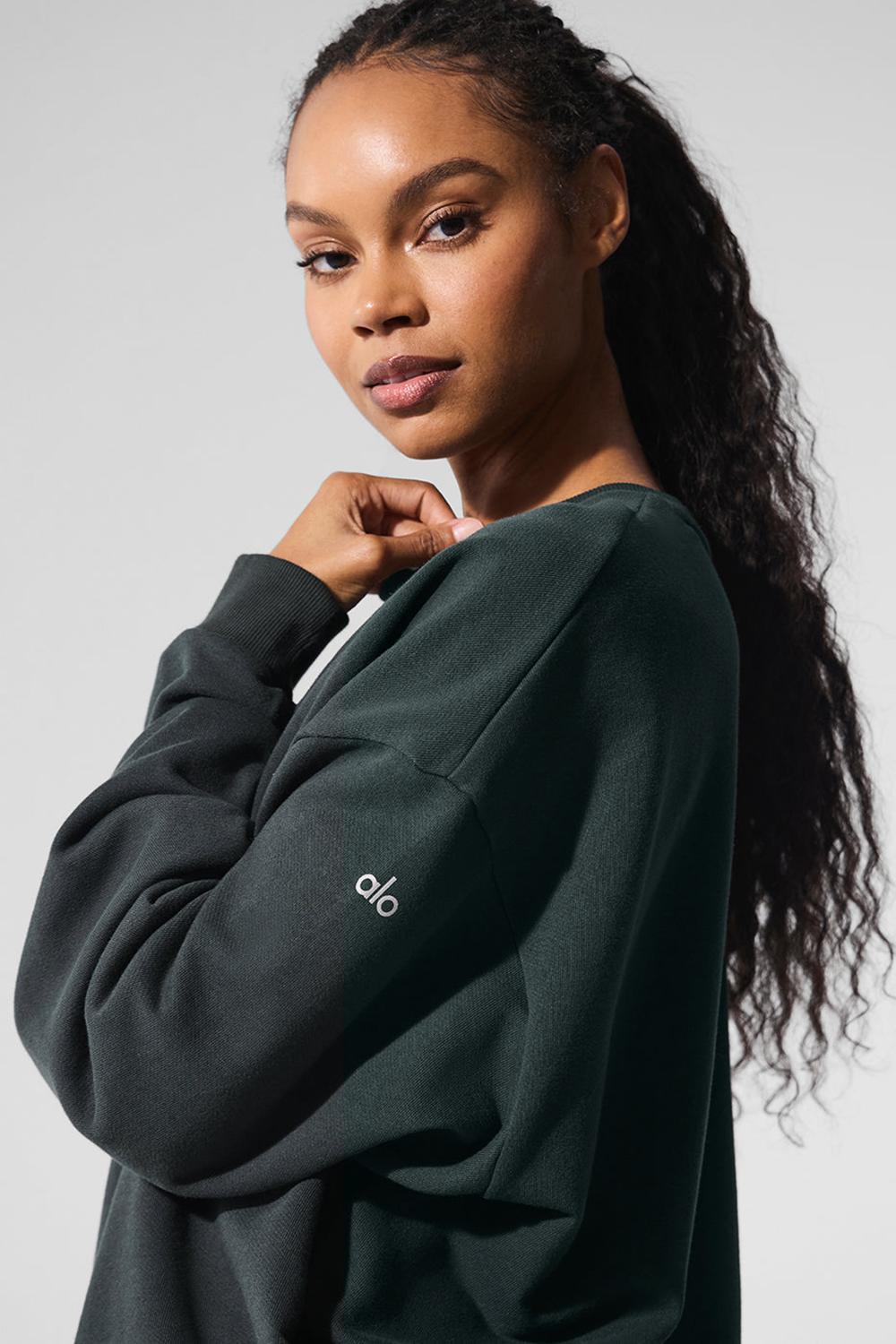 Charcoal Green Women Alo Yoga Chill Crew Neck Pullover | Australia  57869-IOPW