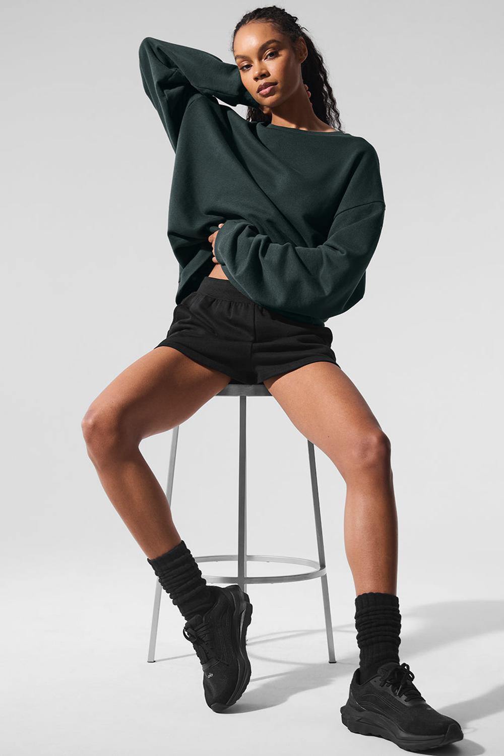 Charcoal Green Women Alo Yoga Chill Crew Neck Pullover | Australia  57869-IOPW
