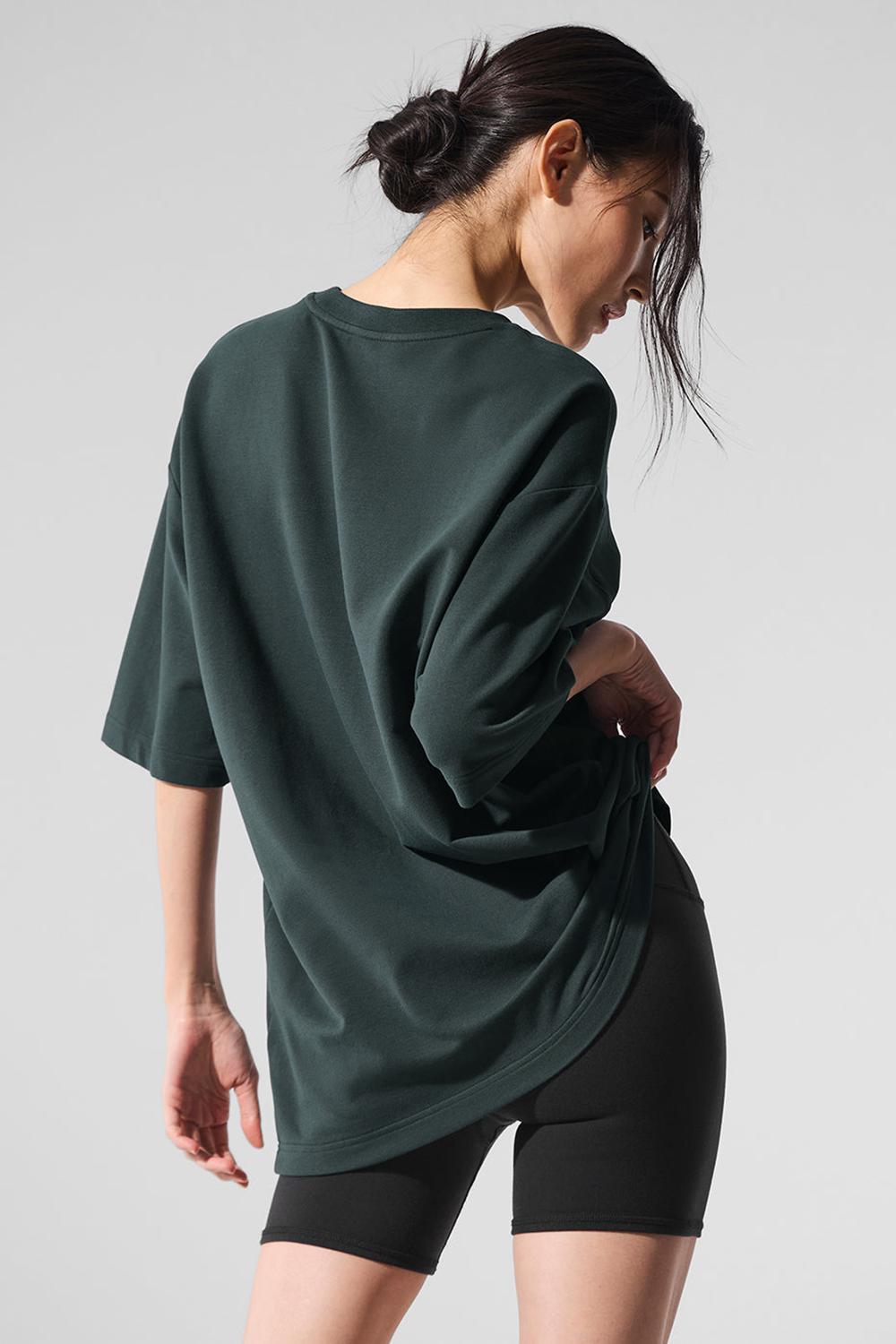 Charcoal Green Women Alo Yoga Double Take Short Sleeve | Australia  20951-ALIN