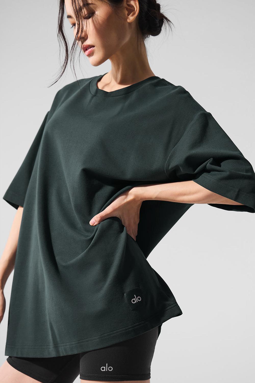 Charcoal Green Women Alo Yoga Double Take Short Sleeve | Australia  20951-ALIN