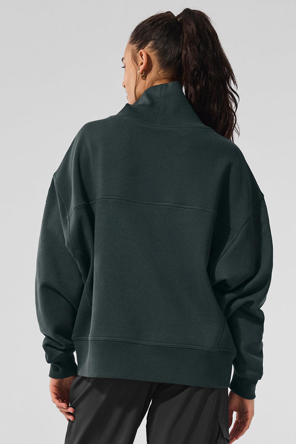 Charcoal Green Women Alo Yoga Hazy Mock Neck Pullover | Australia  75342-KBIC