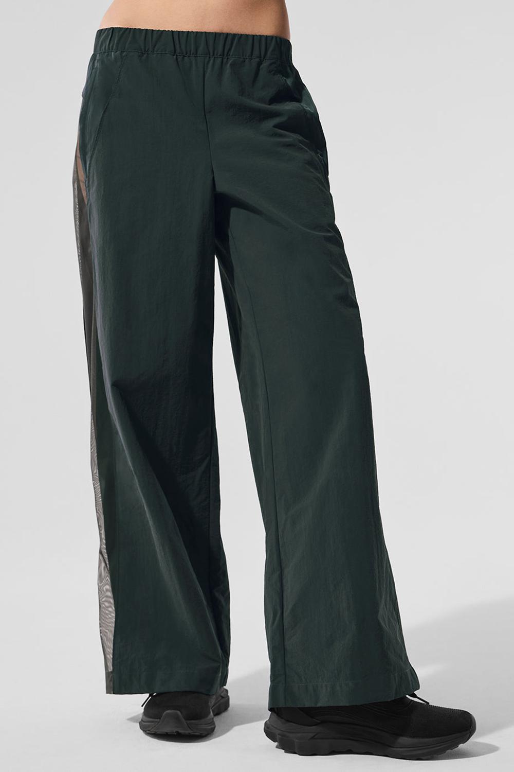 Charcoal Green Women Alo Yoga High-Waist Origin Wide Leg Track Pant | Australia  01274-OWYK