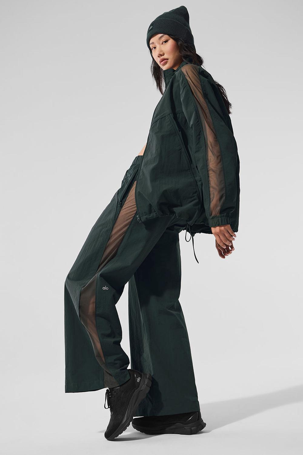 Charcoal Green Women Alo Yoga High-Waist Origin Wide Leg Track Pant | Australia  01274-OWYK
